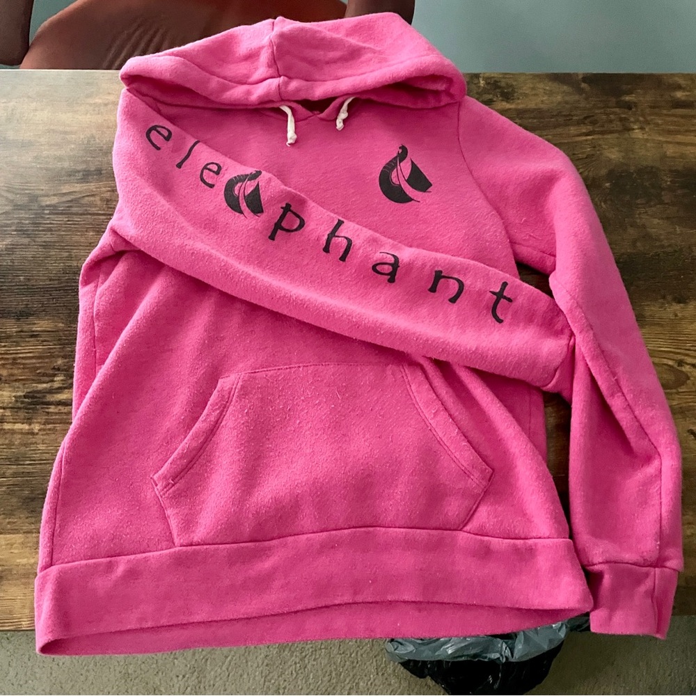 Alternative women’s L Fleece-Lined Pink - Protect the Elephant- Pullover Hoodie